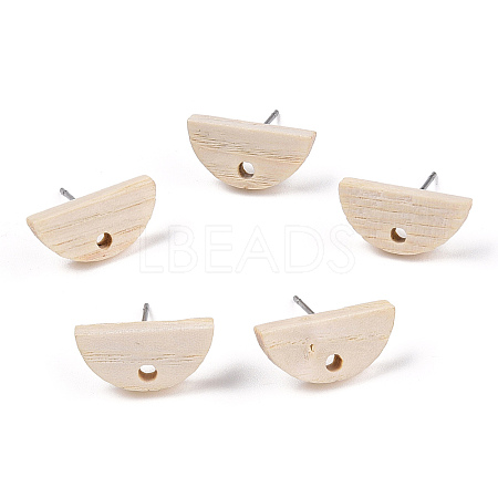 Ash Wood Stud Earring Findings EJEW-N017-011N-1