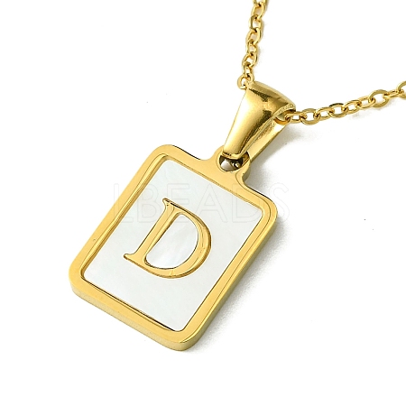 Ion Plating(IP) Rectangle with Initial Letter 304 Stainless Steel Pendant Necklace NJEW-R265-04G-D-1