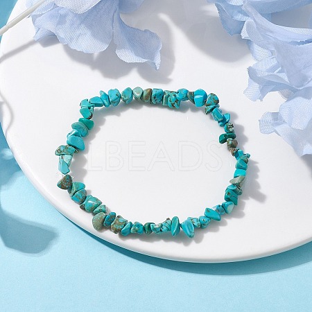 Natural Howlite Chips Beaded Stretch Bracelets for Women BJEW-JB10046-03-1