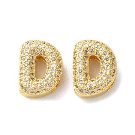 Rack Plating Brass Micro Pave Cubic Zirconia Slide Charms KK-C084-34G-D-1