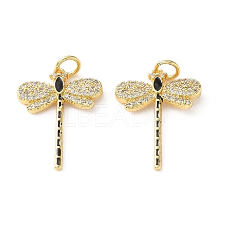Brass Micro Pave Clear Cubic Zirconia Pendants CU-CBA03AF-08G-01-1