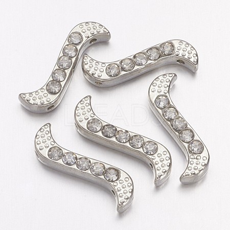 Alloy S-Shape Rhinestone Spacers Bars X-ALRI-H003-1-1