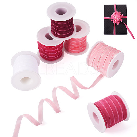 60 Yards 6 Colors Single Face Velvet Ribbon SRIB-TA0001-38-1