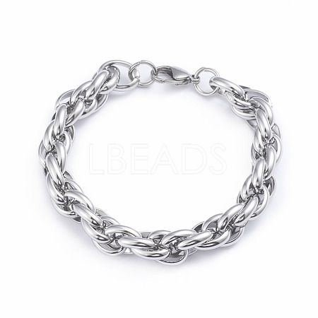 Tarnish Resistant 304 Stainless Steel Rope Chain Bracelets BJEW-L673-003-P-1