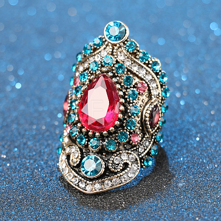 Retro Alloy and Rhinestone Finger Rings FS-WG56BBF-03-1