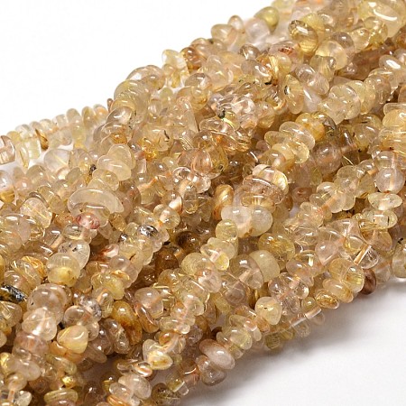 Natural Rutilated Quartz Chip Beads Strands G-E271-90-1