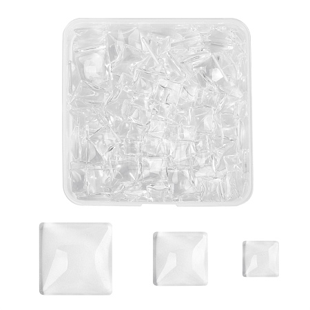 150Pcs 3 Styles Transparent Glass Square Cabochons sgGGLA-SZ0001-31-1