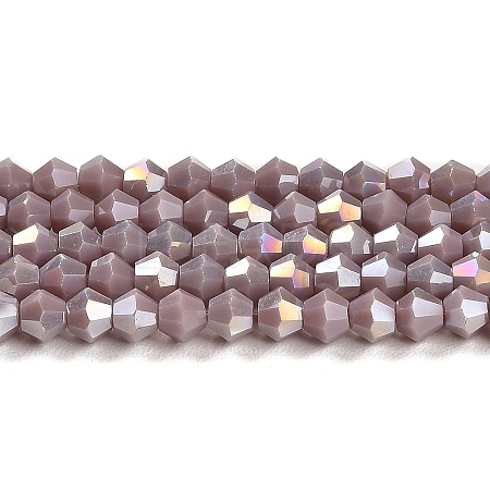 Opaque Solid Color Electroplate Glass Beads Strands EGLA-A039-P4mm-B13-1
