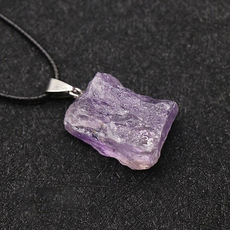 Natural Amethyst Raw Rough Nuggets Pendant Necklace FS-WG50F2C-05-1