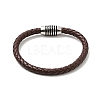 Leather Braided Cord Bracelet with 304 Stainless Steel Magnetic Column Clasps for Men Women BJEW-C021-02-P-3