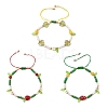 3Pcs 3 Styles Glass Seed Beads & Lampwork Beads Braided Bead Bracelets for Women BJEW-MZ00212-2