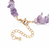 Natural Amethyst Chip Beaded Bracelet with Natural Pearl BJEW-TA00072-02-5