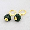 Dangling Round Ball Resin Rhinestone Earrings EJEW-J080-08G-1