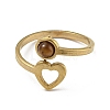 304 Stainless Steel with Natural Tiger Eye Ring RJEW-Z031-01B-02-2