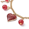 Valentine's Day Alloy Enamel & Resin Charm Bracelet BJEW-JB09565-01-3