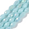Opaque Solid Color Electroplate Glass Beads Strands EGLA-N013-P8mm-B11-1