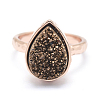 Electroplate Natural Druzy Quartz Crystal Finger Rings RJEW-I055-05RG-RS-2