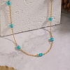 Minimalist Natural Stone Rondelle Beaded with 304 Stainless Steel Link Chain Necklaces JB6802-3-1