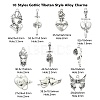 50Pcs 10 Styles Gothic Tibetan Style Alloy Pendants TIBEP-CJ0002-53-2