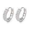 Brass Micro Pave Clear Cubic Zirconia Hoop Earrings LS-EJEW-S234-04P-1