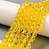 Transparent Electroplate Glass Beads Strands GLAA-F029-4mm-D22-4