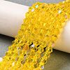 Transparent Electroplate Glass Beads Strands GLAA-F029-4mm-D22-4