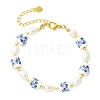 Natural Cultured Freshwater Pearl & Handmade Porcelain Beads Bracelets for Women BJEW-JB13755-3