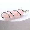 Natural Rose Quartz Copper Wire Wrapped Pointed Pendants FIND-PW0015-23P-02-1