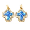 Rack Plating Brass Micro Pave Clear Cubic Zirconia Pendants KK-P268-12A-G-2
