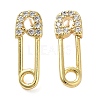 Rack Plating Brass Safety Pin Stud Earrings with Cubic Zirconia EJEW-D061-15G-1