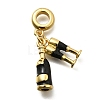 Brass Enamel Goblets & Wine Bottle European Dangle Charms Large Hole Pendants KK-Z093-08G-02-1