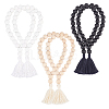 6Pcs 3 Colors Wood Tassels Pendant Decorations HJEW-OC00016-1