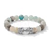 8MM Round Natural Flower Amazonite Beaded Stretch Bracelets with Oval Synthetic Howlite Beads WG9ED28-04-1