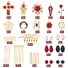 DIY Red Gothic Rose Flower Alloy Earring Making Kit DIY-SC0024-35-2
