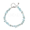 Natural Larimar Chip Beaded Anklets with Stainless Steel End Chains AJEW-AN00888-2