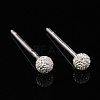Textured 925 Sterling Silver Ball Stud Earrings EJEW-L202-004C-4