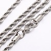 Tarnish Resistant Trendy Men's 304 Stainless Steel Rope Chain Necklaces NJEW-M072-D-02-1