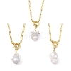 Natural Baroque Pearl Keshi Pearl Nuggets Pendant Brass Paperclip Chain Necklaces for Women NJEW-JN06145-2