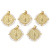 Saint Benedict Medal Brass & ABS Plastic Pearl Pendants KK-U032-10G-1