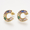 Brass Cubic Zirconia Stud Earrings EJEW-S201-151-1
