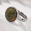Half Round Natural & Synthetic Gemstone Finger Rings RJEW-M062-01P-23-7