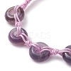 Natural Amethyst Rondelle Braided Bead Bracelets BJEW-TA00492-01-3