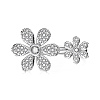 Flower Rhodium Plated 925 Sterling Silver Micro Pave Clear Cubic Zirconia Open Cuff Rings for Women RJEW-Q816-04P-2