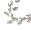Electroplate Faceted Oval Glass Beaded Necklaces NJEW-JN02625-3