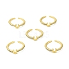 Clear Cubic Zirconia Initial Letter Open Cuff Ring RJEW-H120-09G-U-4
