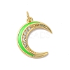 Moon Rack Plating Brass Micro Pave Cubic Zirconia Enamel Pendants KK-G504-06G-2