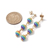 Resin Stripe Beaded Dangle Stud Earrings EJEW-JE05632-3