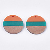 Tri-color Resin & Walnut Wood Pendants RESI-S358-78E-2