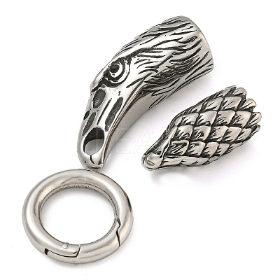 Tibetan Style 304 Stainless Steel Spring Gate Rings FIND-Z046-06AS-06-1