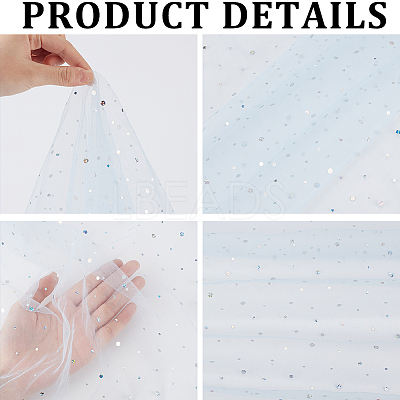 1M Sequins Polyester Organza Fabrics DIY-CY0003-41C-1